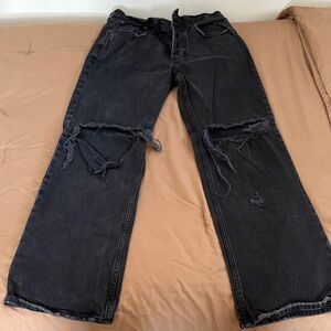 Abercrombie & Fitch Black Distressed Relaxed Jeans